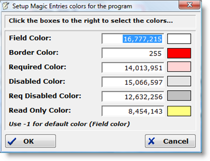 Demo window that sets colors for the various entry property types