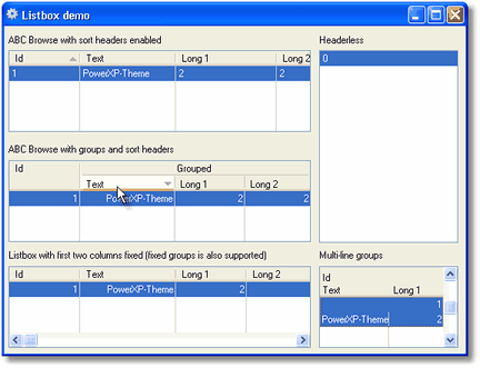 Listboxes Blue Windows XP Theme